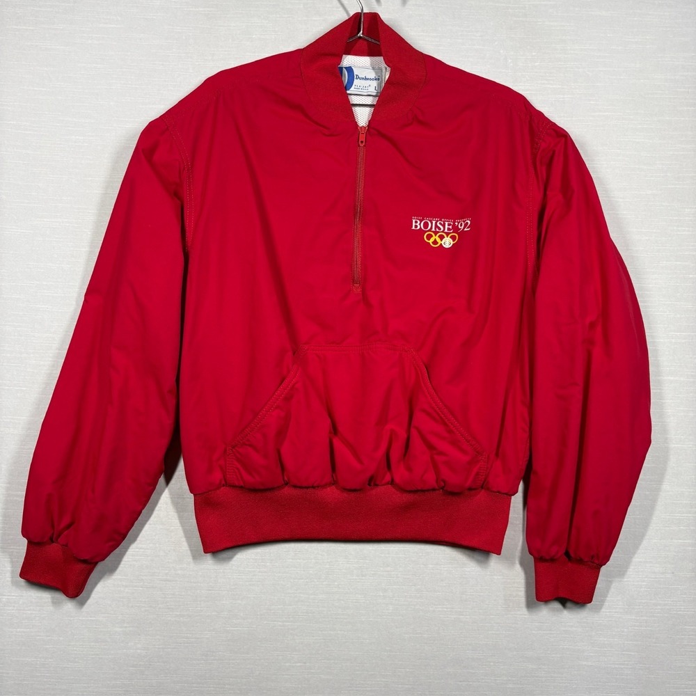 Vintage Dunbrooke Pla-Jac Bomber Jacket Men L Red Boise Cascade Office Rings USA